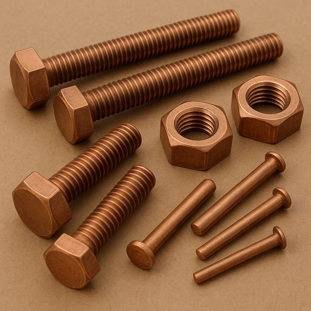 Copper Nuts, Bolts, Studs & Rivets